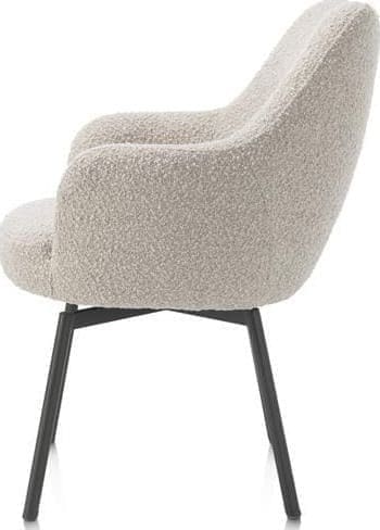 Henders & Hazel Rocco armstoel - draaibaar + pocket - graphiet - stof Brioni - creme Beige|Wit Armstoel
