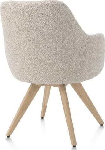 Henders & Hazel Rocco armstoel - draaibaar + pocket - naturel eiken - stof Brioni - creme Beige|Wit Armstoel