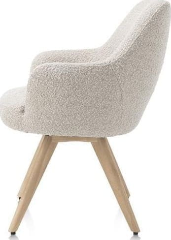 Henders & Hazel Rocco armstoel - draaibaar + pocket - naturel eiken - stof Brioni - creme Beige|Wit Armstoel