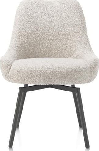 Henders & Hazel Rocco eetkamerstoel - draaibaar + pocket - graphiet - stof Brioni - creme Beige|Wit Eetkamerstoel