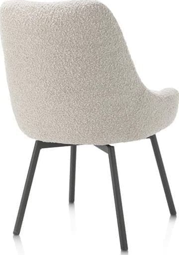 Henders & Hazel Rocco eetkamerstoel - draaibaar + pocket - graphiet - stof Brioni - creme Beige|Wit Eetkamerstoel