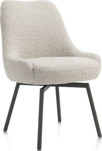 Henders & Hazel Rocco eetkamerstoel - draaibaar + pocket - graphiet - stof Brioni - creme Beige|Wit Eetkamerstoel