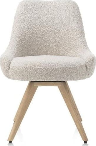 Henders & Hazel Rocco eetkamerstoel - draaibaar + pocket - naturel eiken - stof Brioni - creme Beige|Wit Eetkamerstoel