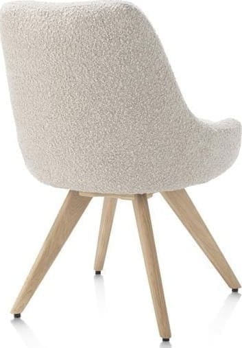 Henders & Hazel Rocco eetkamerstoel - draaibaar + pocket - naturel eiken - stof Brioni - creme Beige|Wit Eetkamerstoel