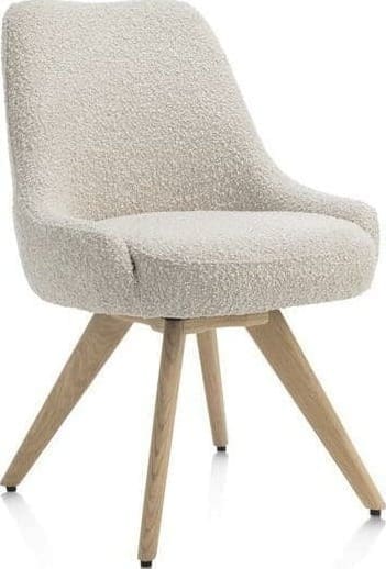 Henders & Hazel Rocco eetkamerstoel - draaibaar + pocket - naturel eiken - stof Brioni - creme Beige|Wit Eetkamerstoel