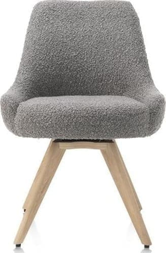 Henders & Hazel Rocco eetkamerstoel - draaibaar + pocket - naturel eiken - stof Brioni - lever Taupe Eetkamerstoel