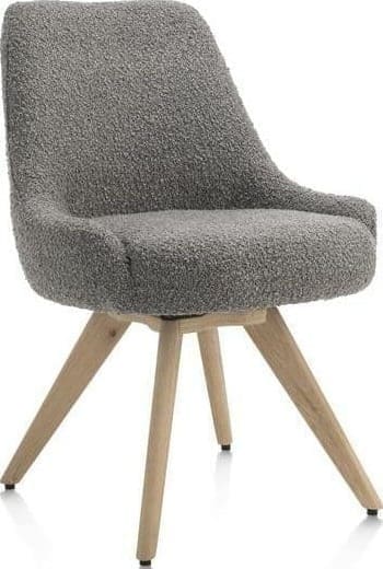 Henders & Hazel Rocco eetkamerstoel - draaibaar + pocket - naturel eiken - stof Brioni - lever Taupe Eetkamerstoel