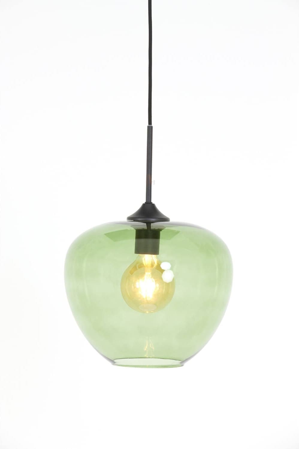 Hanglamp Mayson - Glas Groen-mat Zwart Light & Living Hanglamp 2952381