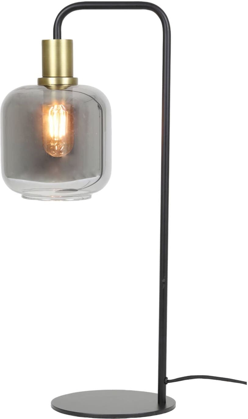 Tafellamp Lekar - Antiek Brons+smoke Glas Light & Living Tafellamp 1861784
