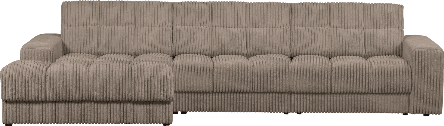 WOOOD Second date chaise longue links grove ribstof mud Bruin|Taupe Bank
