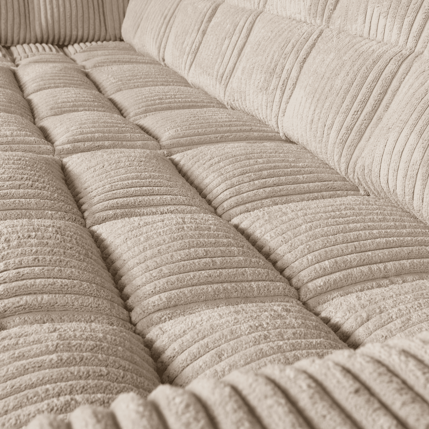 WOOOD Second date hoekbank links grove ribstof travertin Beige|Taupe Hoekbank