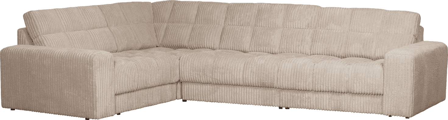 WOOOD Second date hoekbank links grove ribstof travertin Beige|Taupe Hoekbank
