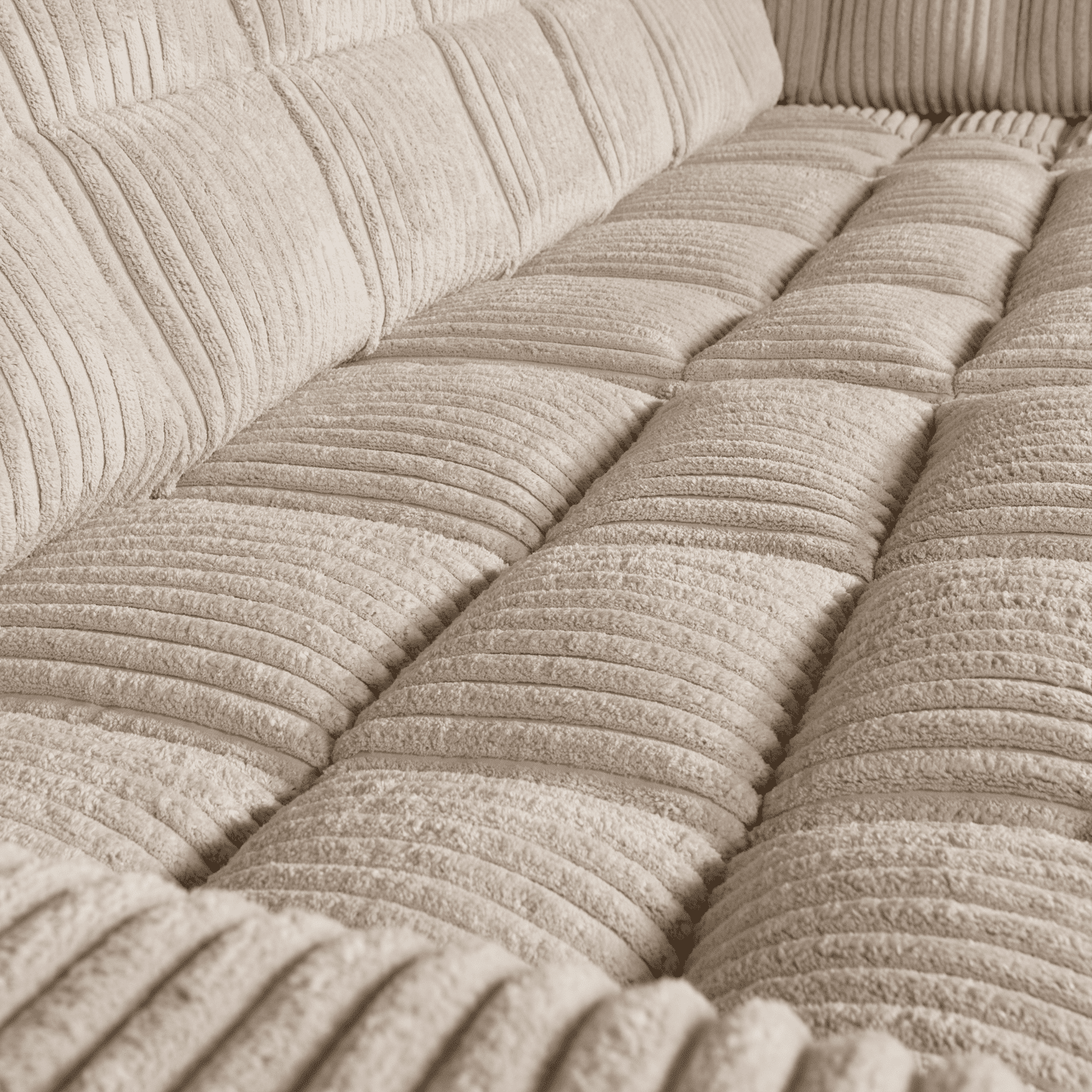 WOOOD Second date hoekbank rechts grove ribstof travertin Beige|Taupe Hoekbank