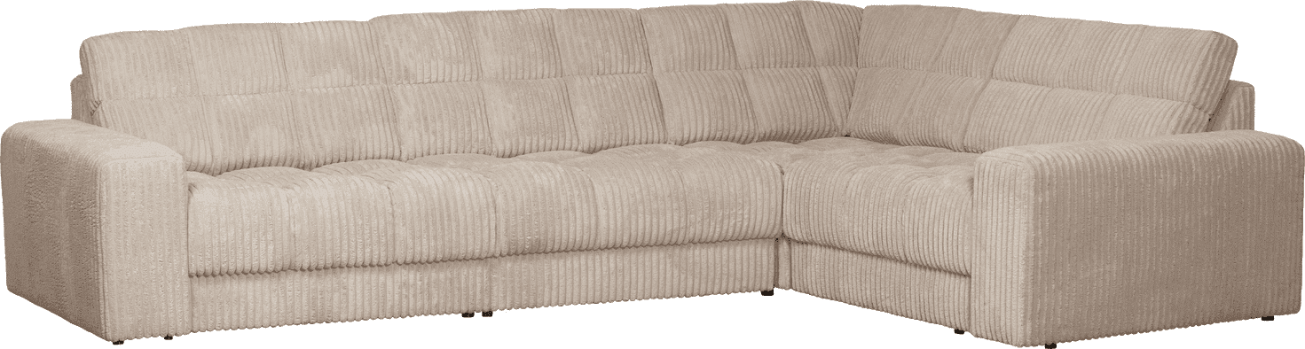 WOOOD Second date hoekbank rechts grove ribstof travertin Beige|Taupe Hoekbank