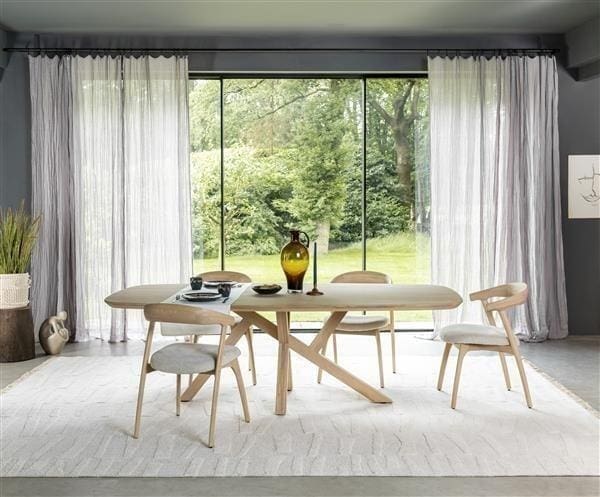 Henders & Hazel Bellami eetkamerstoel - eiken naturel - stof Livigno - creme Beige|Wit Eetkamerstoel