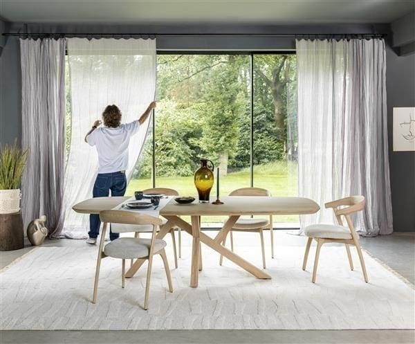 Henders & Hazel Bellami eetkamerstoel - eiken naturel - stof Livigno - creme Beige|Wit Eetkamerstoel