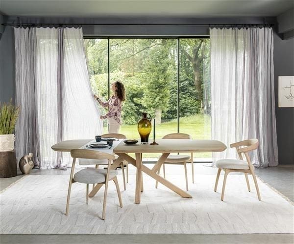 Henders & Hazel Bellami eetkamerstoel - eiken naturel - stof Livigno - creme Beige|Wit Eetkamerstoel