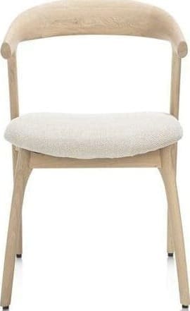 Henders & Hazel Bellami eetkamerstoel - eiken naturel - stof Livigno - creme Beige|Wit Eetkamerstoel
