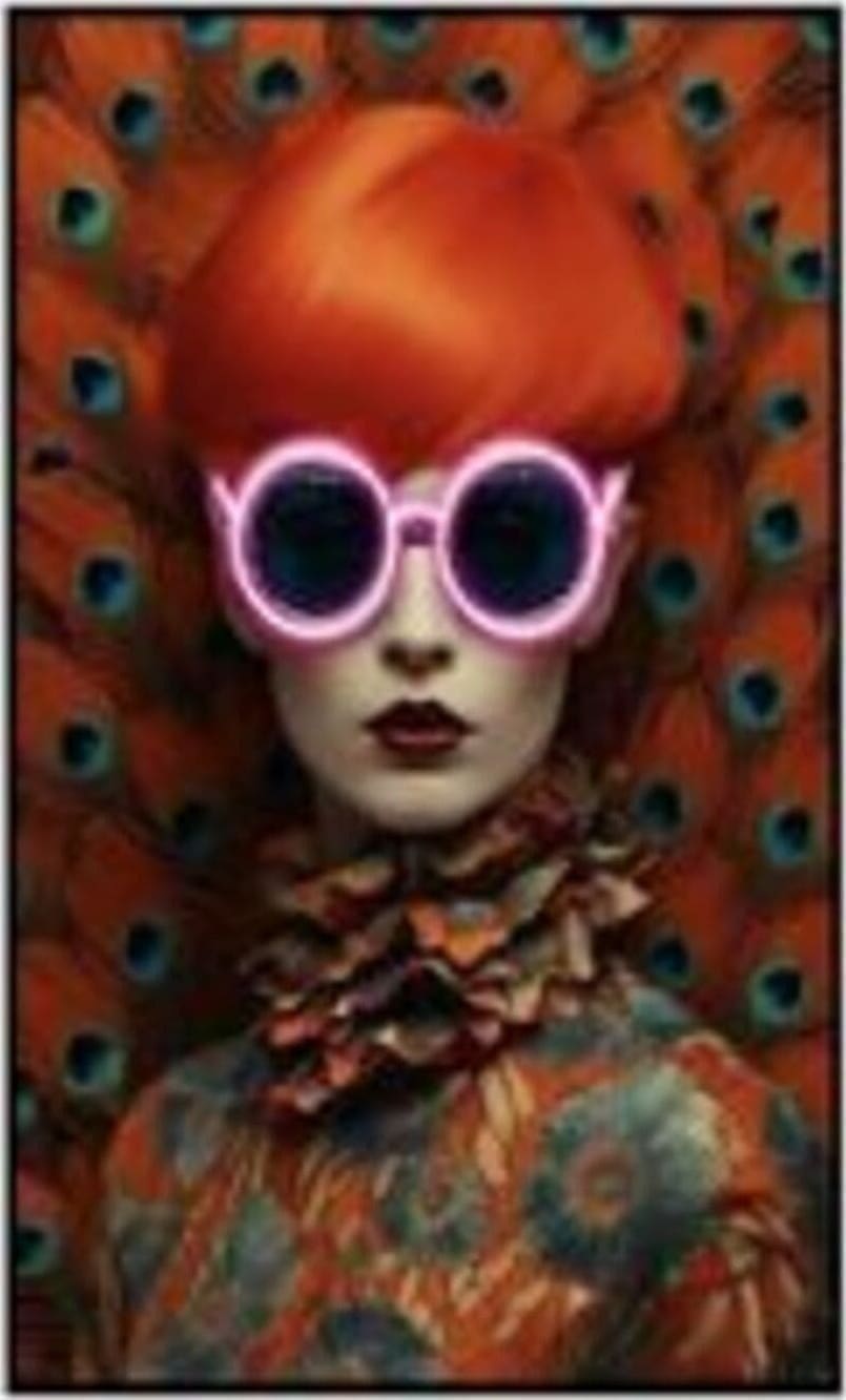 Schilderij Fancy Red Lady LED 120x80cm Kare Design Schilderij 56578