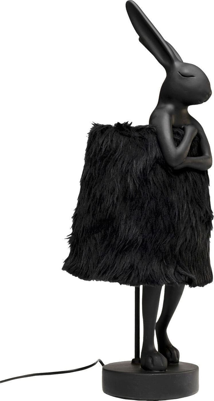Tafellamp Animal Rabbit Fur Black/Gold 68cm Kare Design Tafellamp 56673