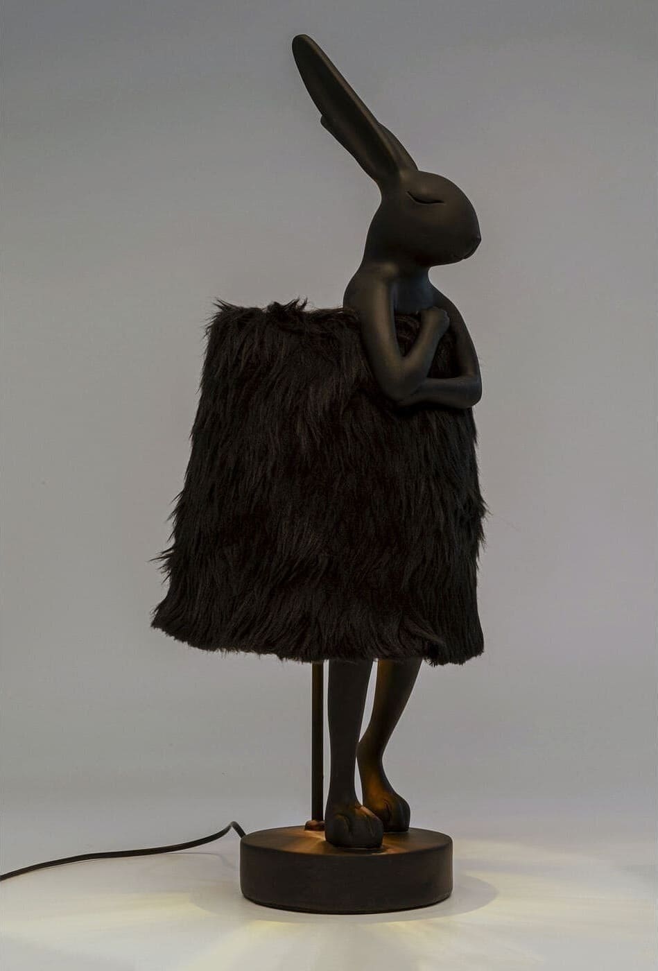 Tafellamp Animal Rabbit Fur Black/Gold 68cm Kare Design Tafellamp 56673
