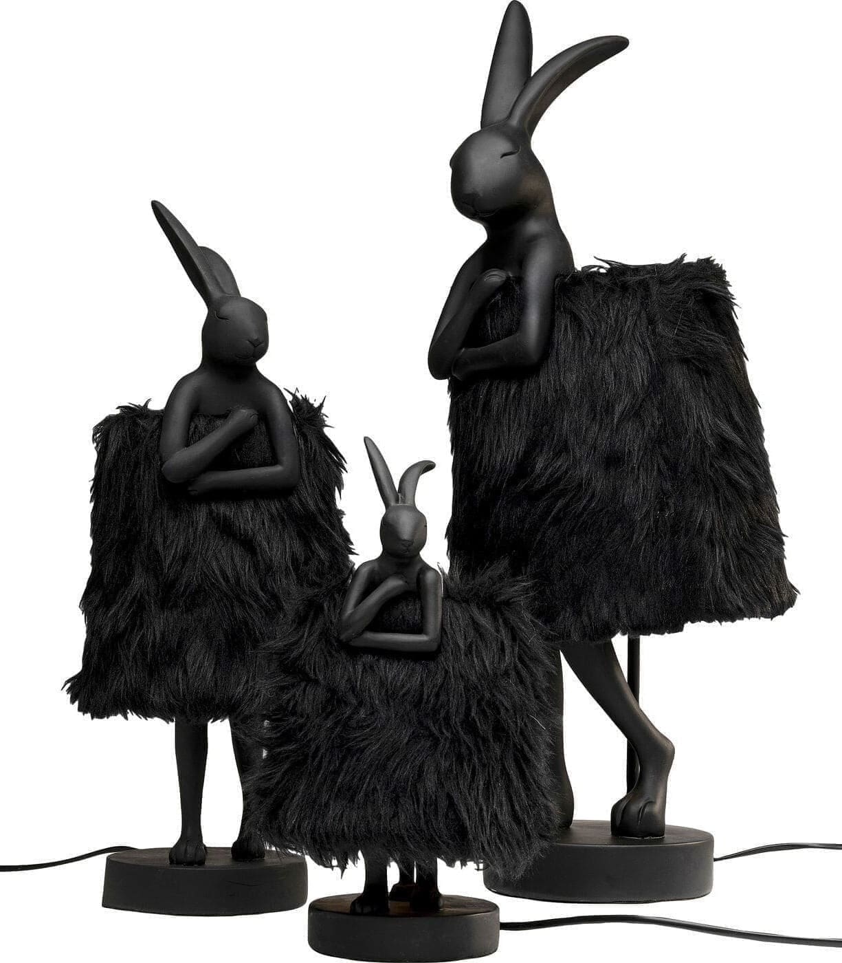 Tafellamp Animal Rabbit Fur Black/Gold 68cm Kare Design Tafellamp 56673