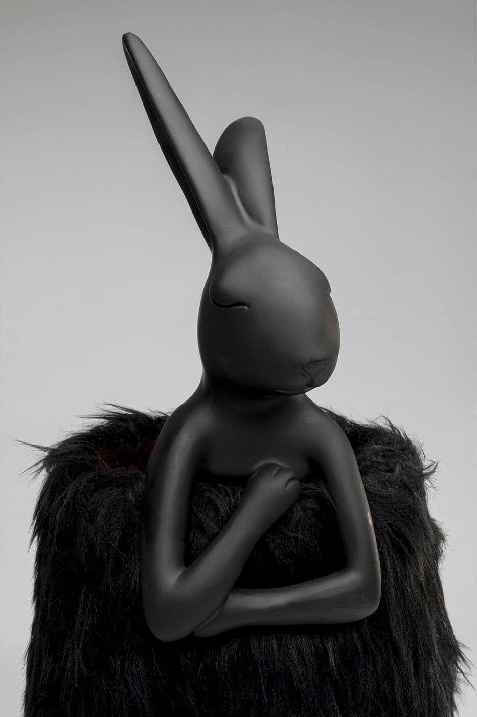 Tafellamp Animal Rabbit Fur Black/Gold 68cm Kare Design Tafellamp 56673