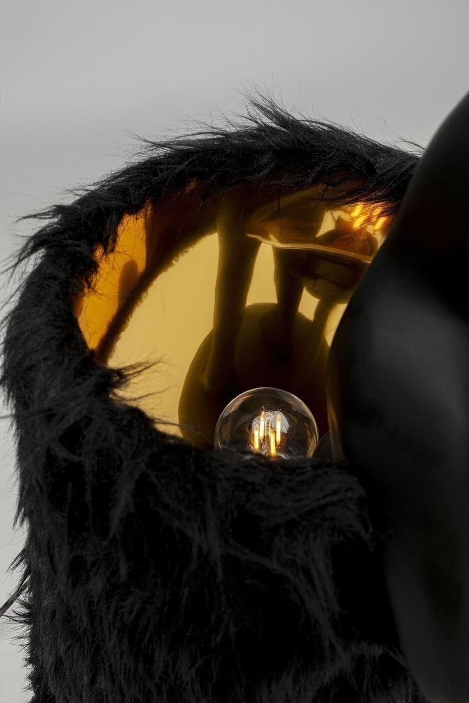 Tafellamp Animal Rabbit Fur Black/Gold 68cm Kare Design Tafellamp 56673