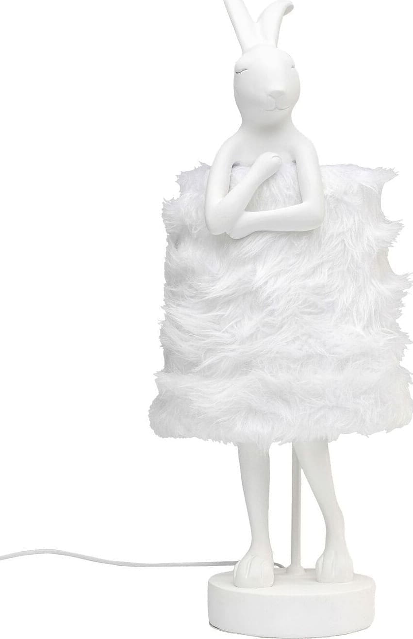 Tafellamp Animal Rabbit Fur White/Silver 68cm Kare Design Tafellamp 56670