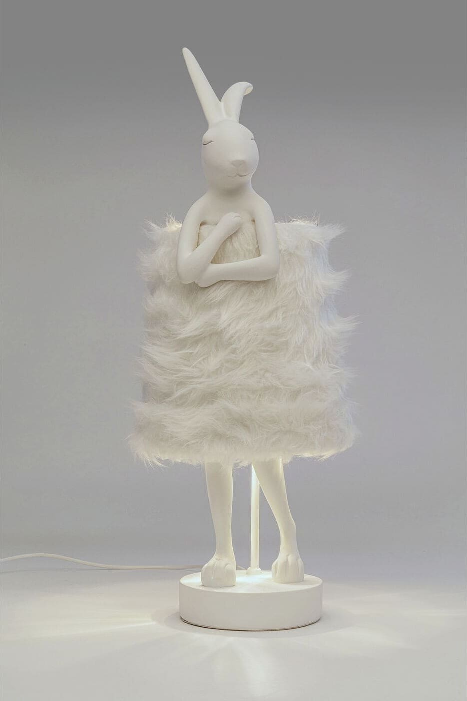 Tafellamp Animal Rabbit Fur White/Silver 68cm Kare Design Tafellamp 56670