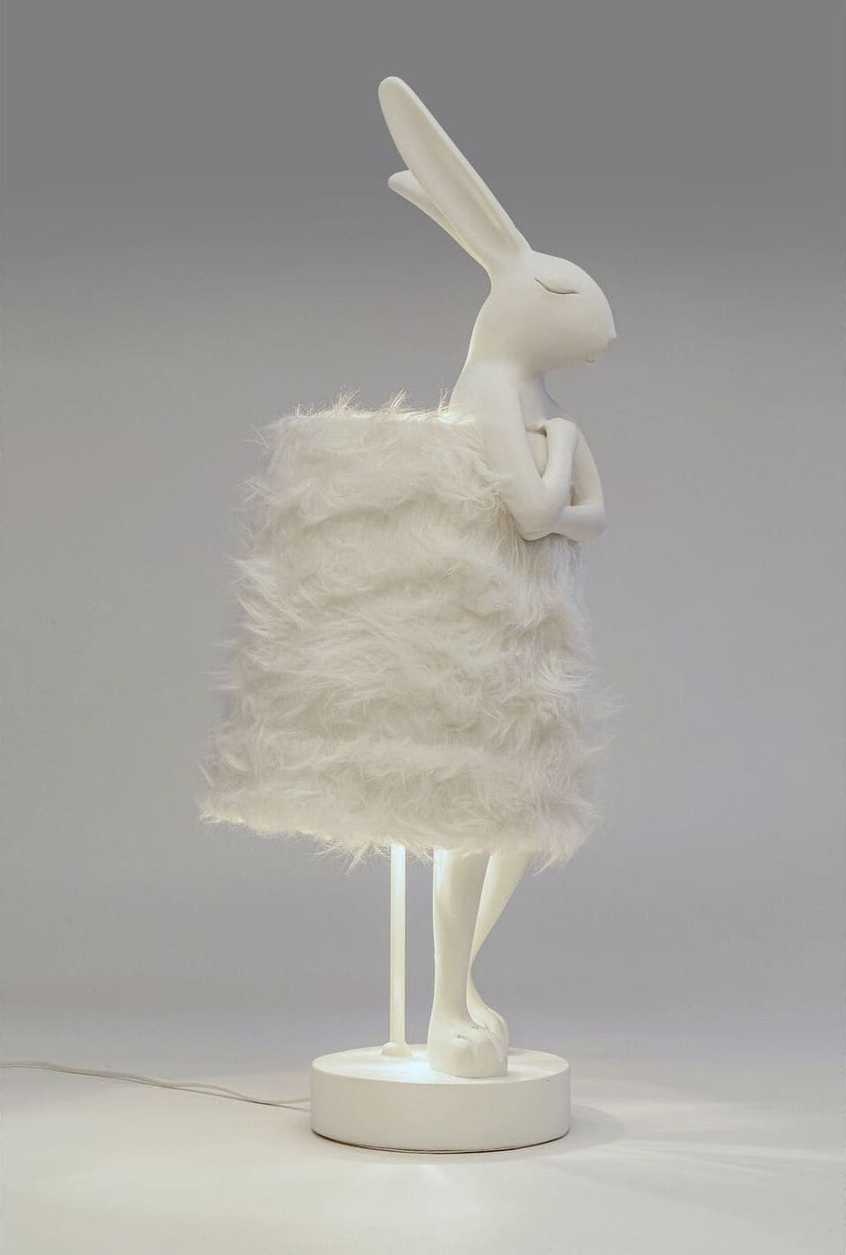 Tafellamp Animal Rabbit Fur White/Silver 68cm Kare Design Tafellamp 56670