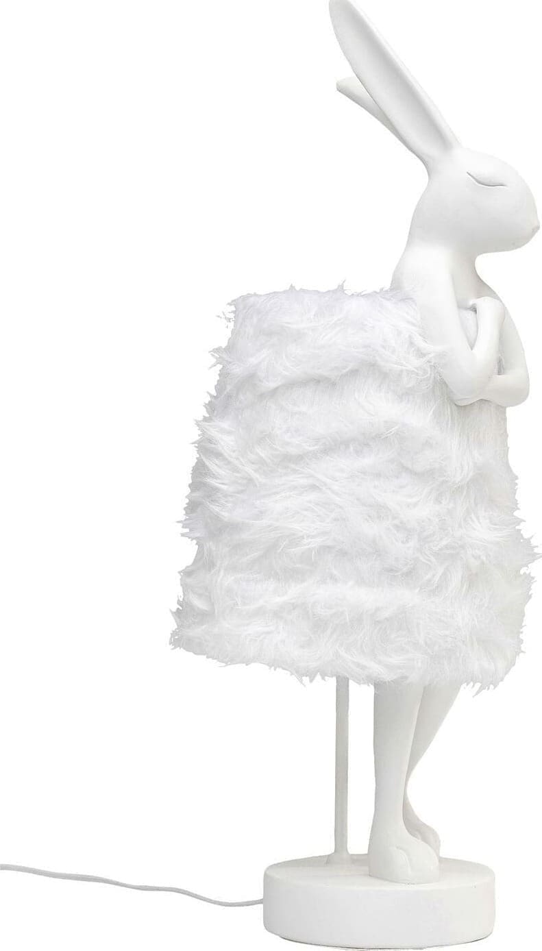 Tafellamp Animal Rabbit Fur White/Silver 68cm Kare Design Tafellamp 56670