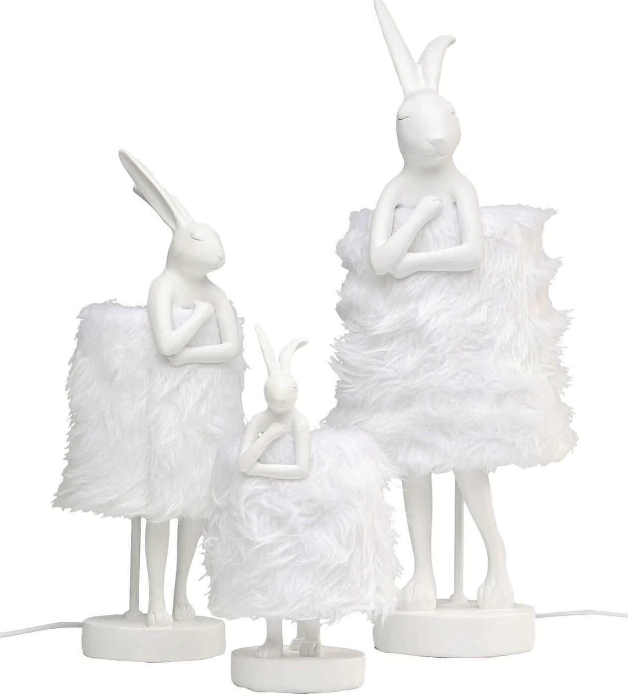 Tafellamp Animal Rabbit Fur White/Silver 68cm Kare Design Tafellamp 56670