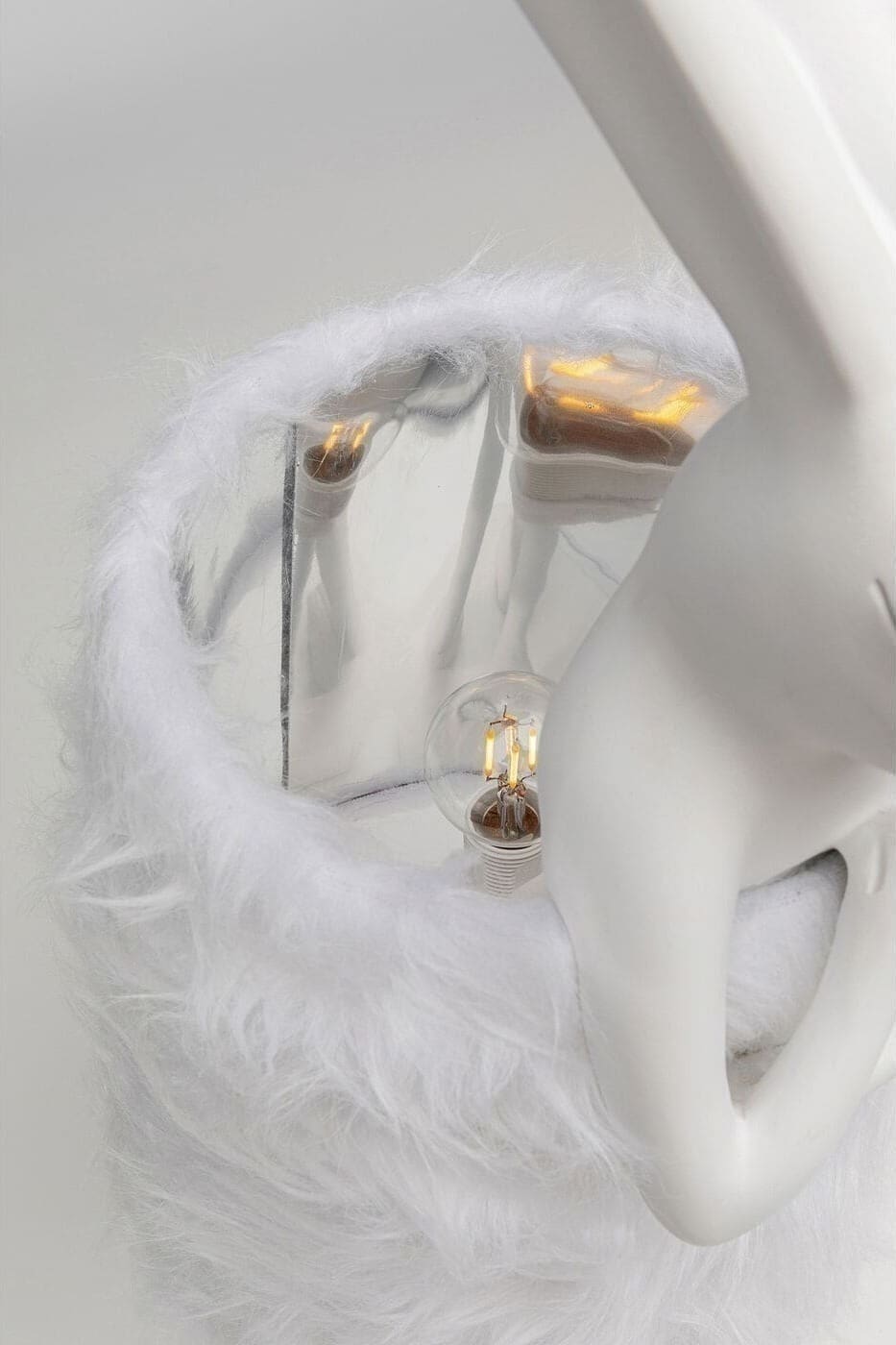 Tafellamp Animal Rabbit Fur White/Silver 68cm Kare Design Tafellamp 56670