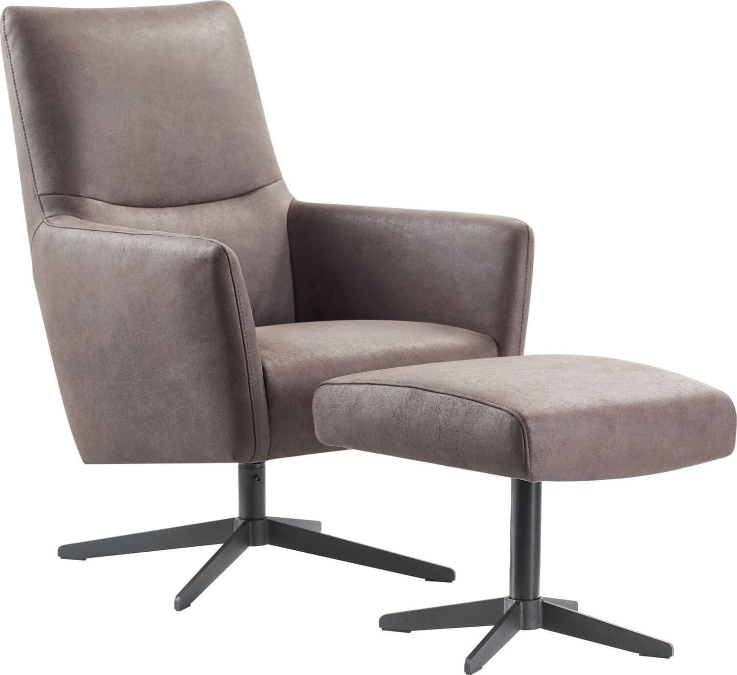 Profijt Meubel Draaifauteuil Varne bruin + voetenbank Bruin Draaifauteuil