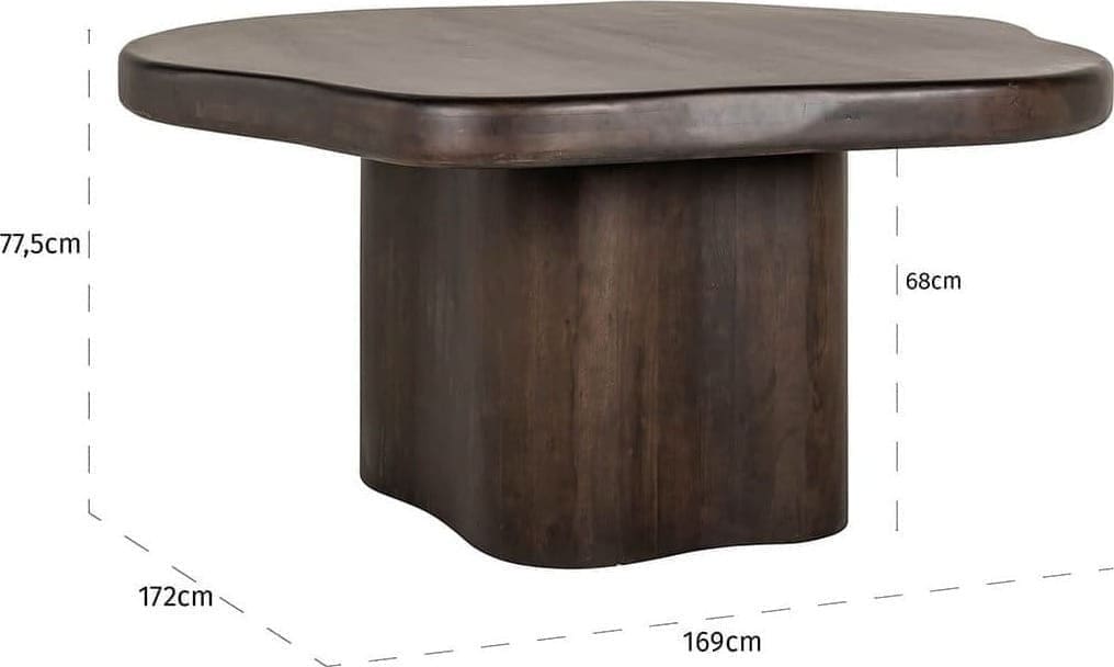 Richmond Interiors Eettafel Sherman Organisch 151x151 Bruin Eettafel