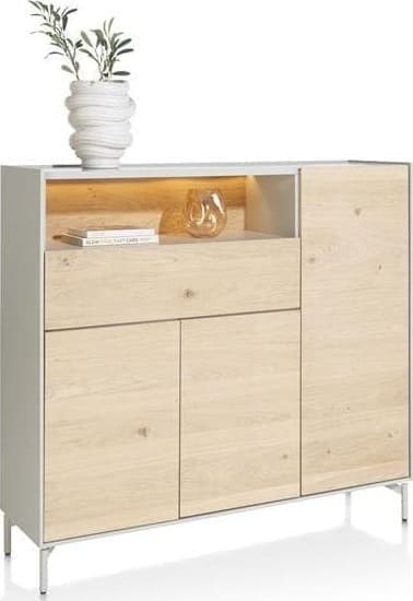 Xooon Niora dressette 148 cm - 3-deuren + 1-lade + 1-niche Naturel Dressoir