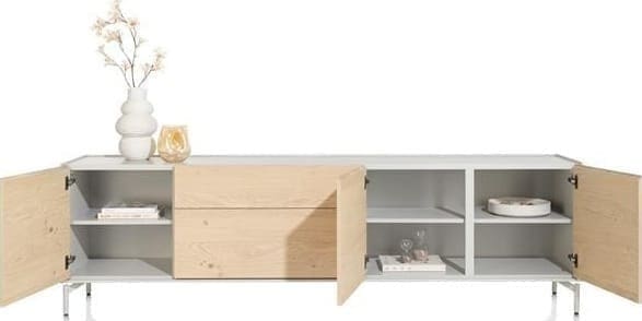Xooon Niora dressoir 240 cm - 3-deuren + 2-laden Naturel Dressoir