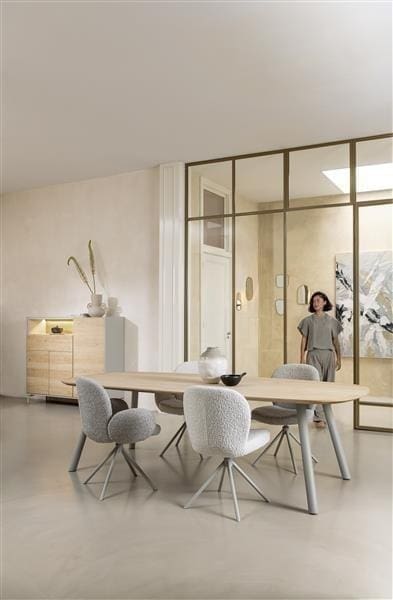 Xooon Niora eetkamertafel 270 x 120 cm - deens ovaal - metalen poot - silk grey naturel Eettafel