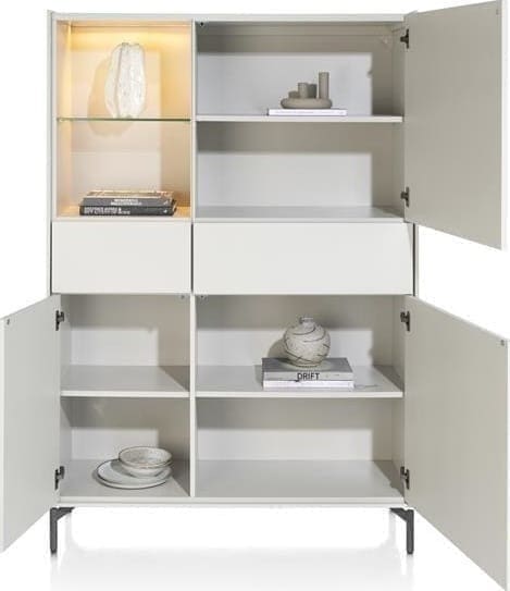 Xooon Noon bergkast 120 cm - 3-deuren + 2-laden (+ LED) - geheel silk grey Kast