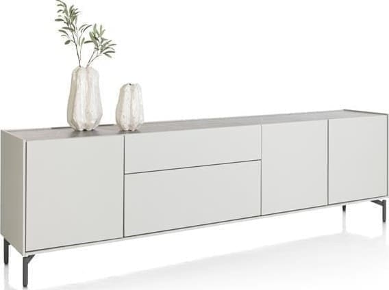 Xooon Noon dressoir 240 cm - 3-deuren + 2-laden - bovenblad in HPL light grey Grijs Dressoir