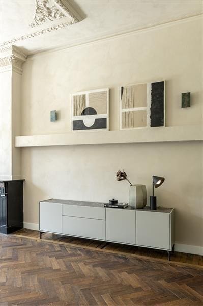 Xooon Noon dressoir 240 cm - 3-deuren + 2-laden - geheel silk grey Dressoir