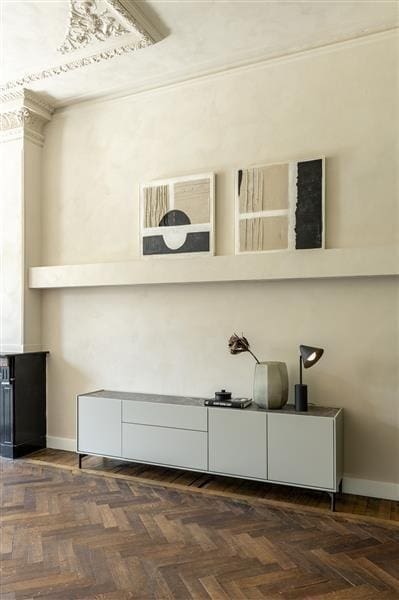 Xooon Noon dressoir 240 cm - 3-deuren + 2-laden - geheel silk grey Dressoir