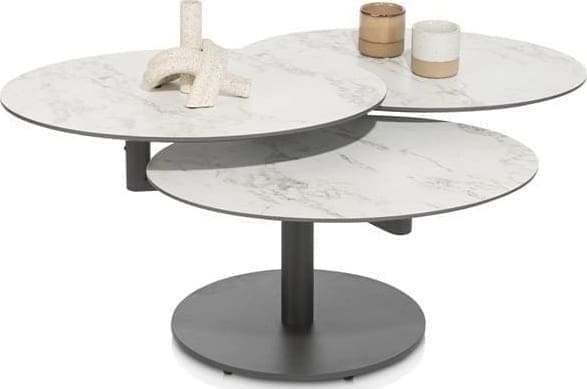 Xooon Pete salontafel draaibaar - ca. 100 x 100 cm (3 bladen rond) Wit Bijzettafel