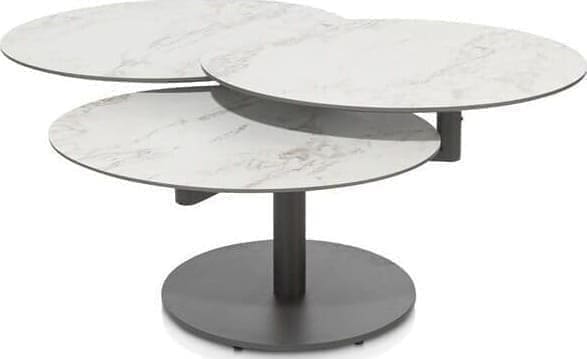 Xooon Pete salontafel draaibaar - ca. 100 x 100 cm (3 bladen rond) Wit Bijzettafel