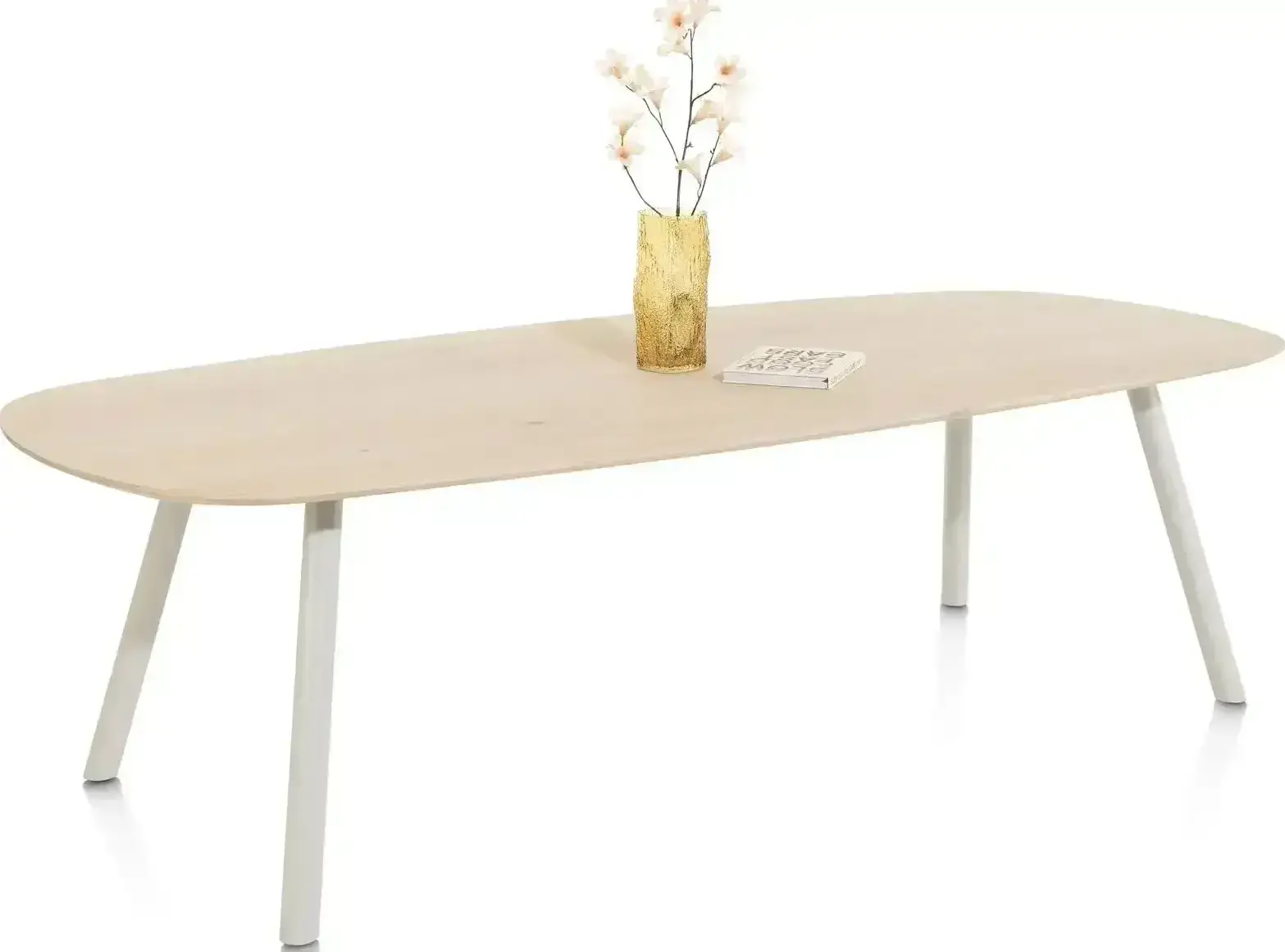 Xooon Niora eetkamertafel 240 x 115 cm - deens ovaal - metalen poot - silk grey naturel Eettafel