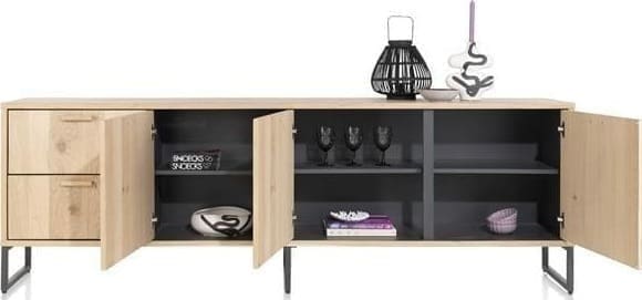 Henders & Hazel Castello dressoir 240 cm - 3-deuren + 2-laden Naturel Dressoir