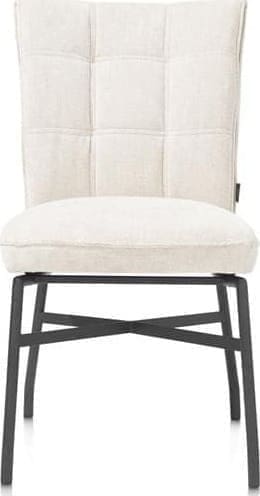 Henders & Hazel Eden eetkamerstoel - metalen frame - pocket - Livigno crème met accent in Calabria crème Beige|Wit Eetkamerstoel
