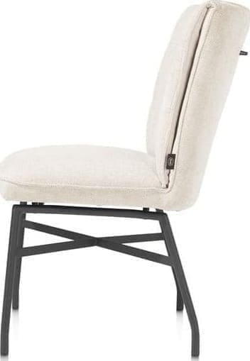 Henders & Hazel Eden eetkamerstoel - metalen frame - pocket - Livigno crème met accent in Calabria crème Beige|Wit Eetkamerstoel