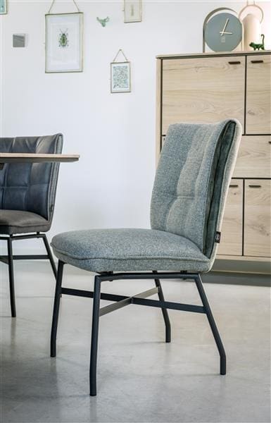 Henders & Hazel Eden eetkamerstoel - metalen frame - pocket - Livigno crème met accent in Calabria crème Beige|Wit Eetkamerstoel